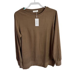 Moshu Women's Tunic Top Size Large Mocha Brown Soft, Brushed NEW Amazon